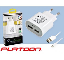 PLATOON PL-8476 2 USB İPHONE 5/6 SARJ KABLO 5V-1.5A SARJ