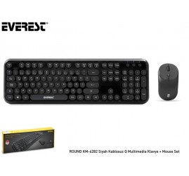 Everest ROUND KM-6282 Siyah Kablosuz Q Multimedia Klavye + Mouse Set