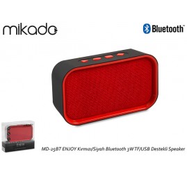 Mikado MD-25BT ENJOY Kırmızı/Siyah Bluetooth 3W TF/USB Destekli Speaker
