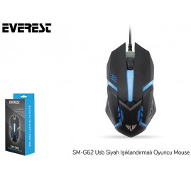 Everest SM-G62 Usb Siyah Işıklandırmalı Oyuncu Mouse