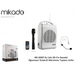 Mikado MD-66KP Gri FM Destekli Öğretmen Kulak+El Mik. Toplantı Anfisi