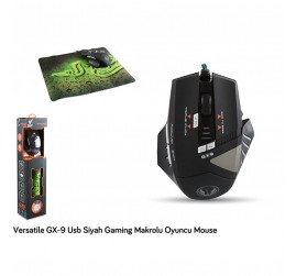 VERSATİLE MODEL:GX9 USB SİYAH GAMİNG MAKROLU OYUNCU MOUSE + MOUSE PAD