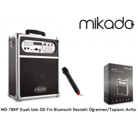 Mikado MD-78KP Siyah Usb + FM Destekli Bluetooth Kablosuz Mikrofonlu Öğretmen/Toplantı Anfisi