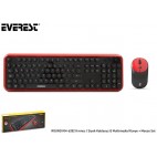 Everest ROUND KM-6282 Kırmızı/Siyah Kablosuz Q Multimedia Klavye + Mouse Set