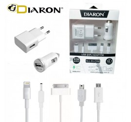 Diaron DRN-8751 Priz Ve Araç Sarji 2.1a 5 Uçlu Set (Askı Kutulu)