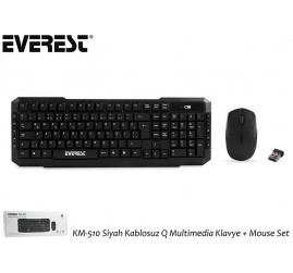 Everest KM-510 Siyah Kablosuz Q Multimedia Klavye + Mouse Set